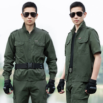 Spring and summer cotton camouflage overalls suit men's outdoor military fan clothing thin breathable tooling wear-resistant
