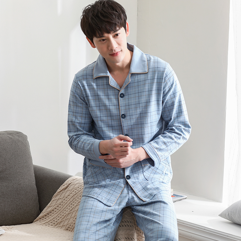 Mens đồ ngủ mùa xuân và mùa thu cotton dài tay quần áo nhà mùa thu và mùa đông ngày bông mô hình dày kích thước bộ trung niên và tuổi xanh.