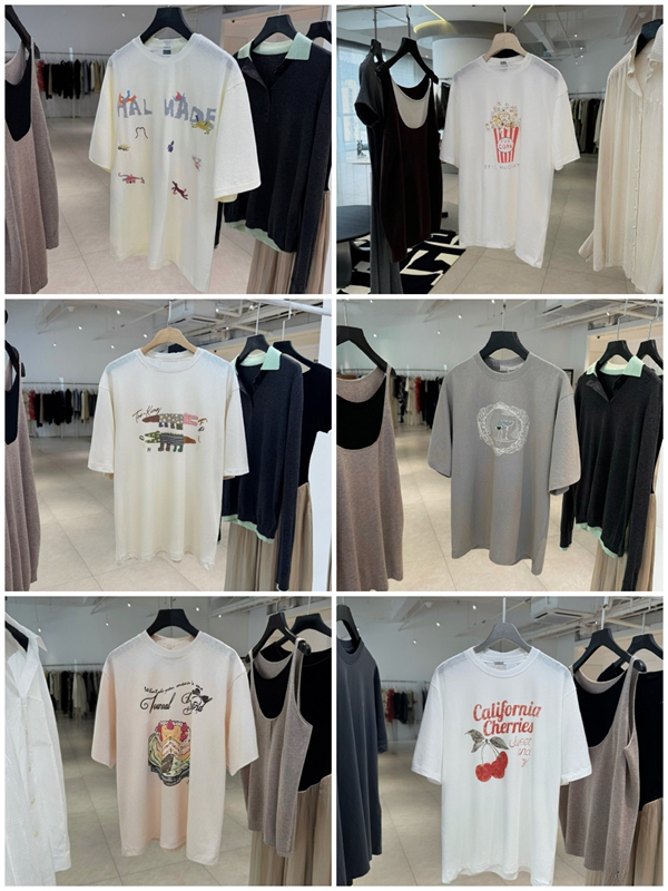 Dj26 Spring/Summer New - Machine Washable, Cool and Breathable Cotton Blend with Cartoon Animal Print and Embroidery, Round Neck Short Sleeves