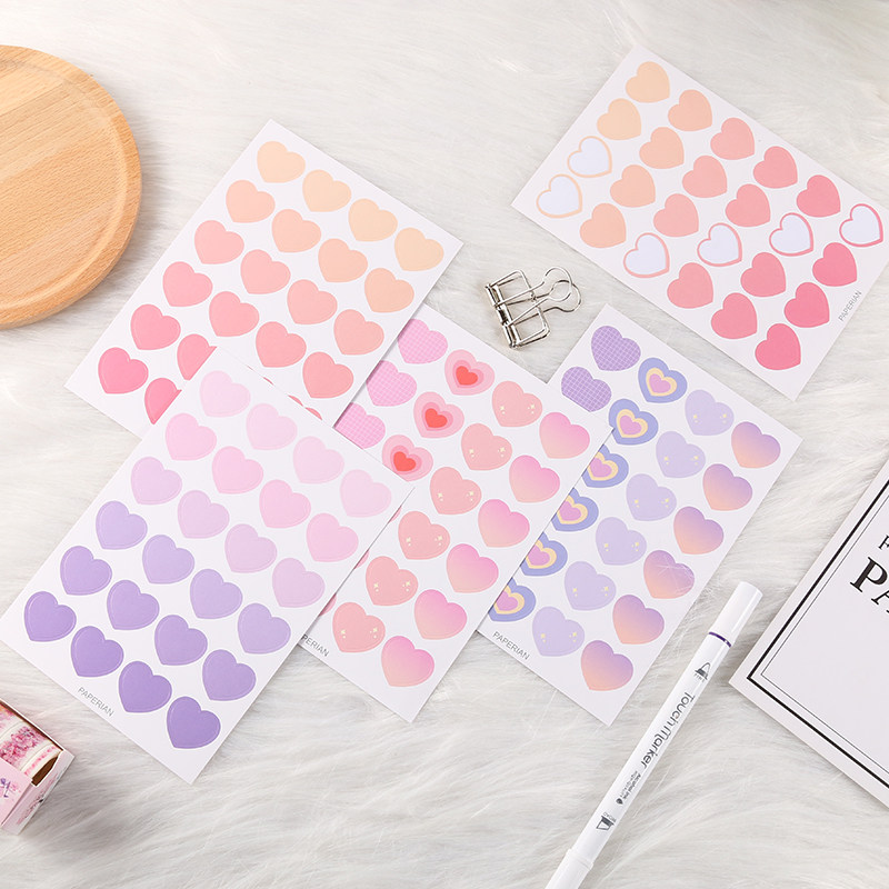 Net red ins personality simple creative small fresh girl heart cute aesthetic color dot stickers Morandi color stickers sealing stickers hand account decoration stickers creative personality love stickers stickers