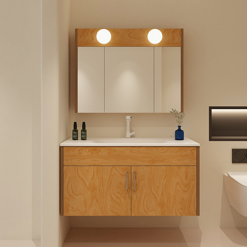 Ocean Board Bathroom Cabinet Combination with Ceramic Integrated Basin, Russian Birch Wood Washstand, Washbasin Cabinet, Minimalist Style Bathroom Ocean Board Bathroom Cabinet Combination with Ceramic Integrated Basin, Russian Birch Wood Washstand, Washbasin Cabinet, Minimalist Style Bathroom