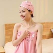 2021 New cute dry hair cap and towel towel two-piece set three wearable can wear good looking absorbent