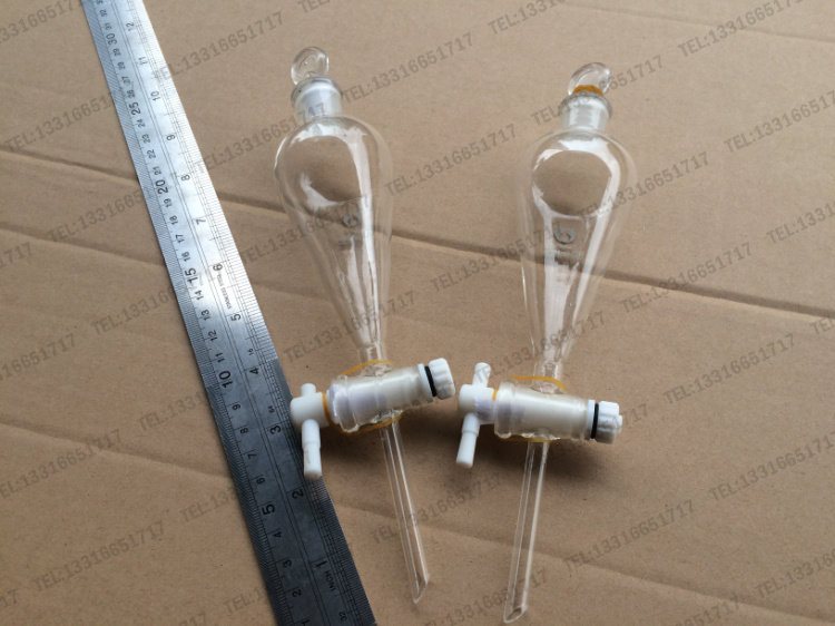 60ml/ F4 PTFE 聚四氟(阀门） 梨形分液漏斗 分层 油水分离