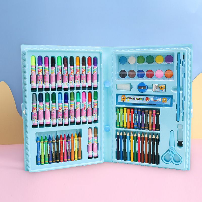 110 Piece Painting Set - 1 Painting Book For Bluechildren 208 piece Watercolor pen draw suit Color pen 3-6 year Fine Arts study articles painting tool kindergarten