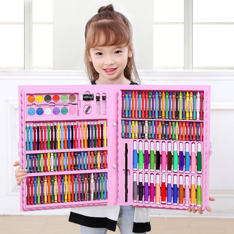 208 Sets Of Painting Sets Without Bracket - 4 Copies Of Painting In Pinkchildren 208 piece Watercolor pen draw suit Color pen 3-6 year Fine Arts study articles painting tool kindergarten