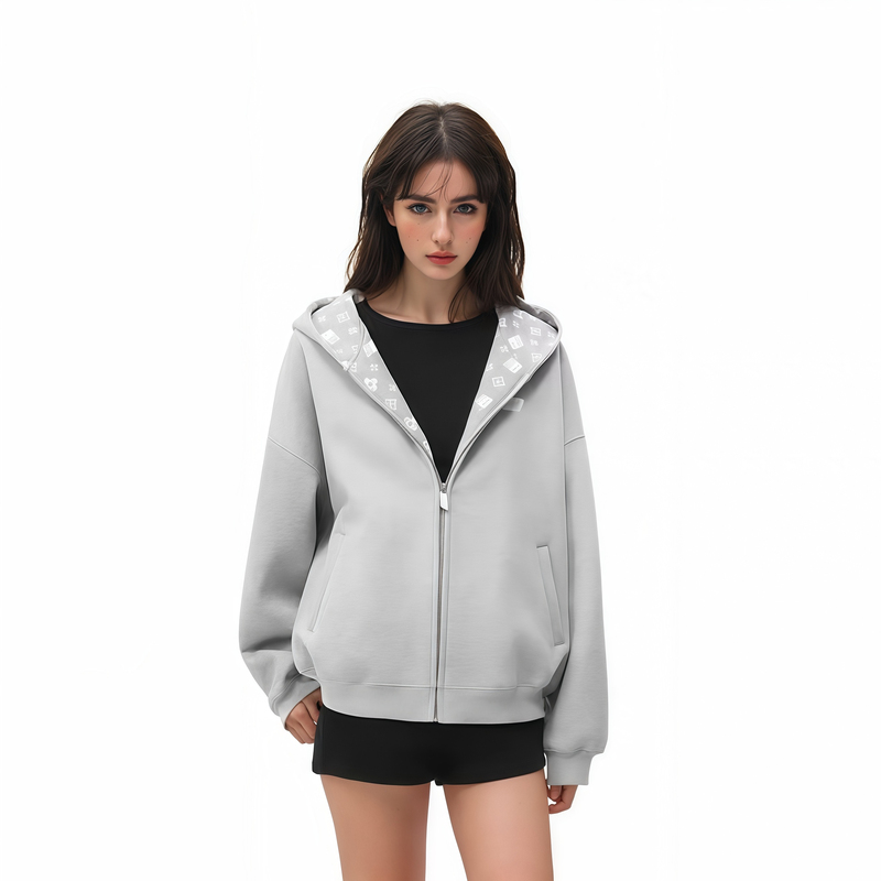 Fdr Wsp Autumn American-Style Printed Cardigan Hooded Sweatshirt Jacket for Men and Women Trendy Brand Couple Zipper Loose Hoodie