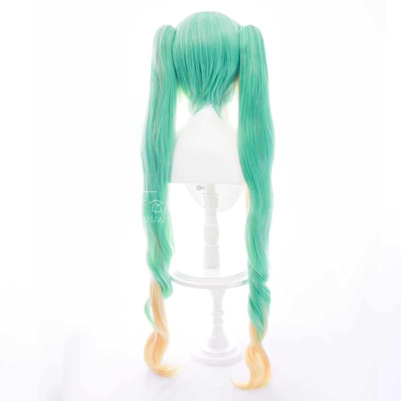 [Sầu riêng] Kỷ niệm 15 năm Dâu Hatsune Miku COS Tóc giả mái vòm Da đầu gradient Hoạt hình đuôi ngựa đôi cực dài