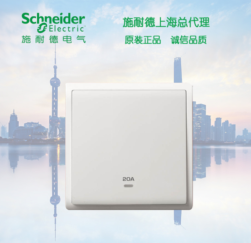 Schneider Switch Socket Fengshang Series 20A Double-Pole Bathroom Heater Switch Fengshang White Single Switch Bathroom Heater