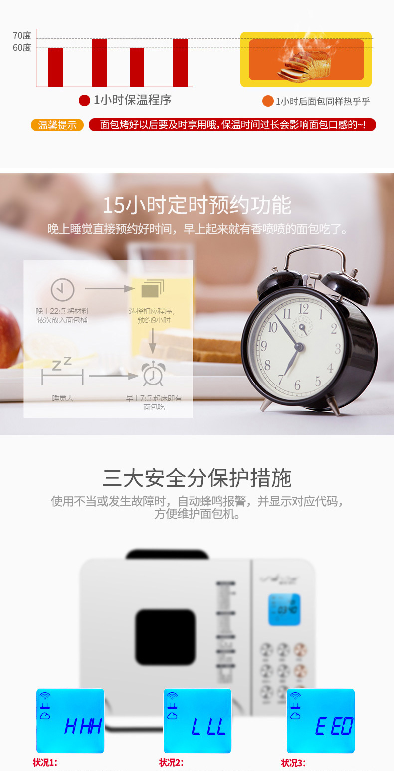 máy làm bánh mì ngon	 Petrus Bai Cui PE8500W máy làm bánh mì tự động công thức đám mây thông minh đa chức năng may kep banh mi