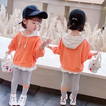 Girl Nets Red Suit 2021 New Autumn Clothing Children Foreign Weather Clothing Spring Autumn Female Baby Trendy Two Sets Ebb
