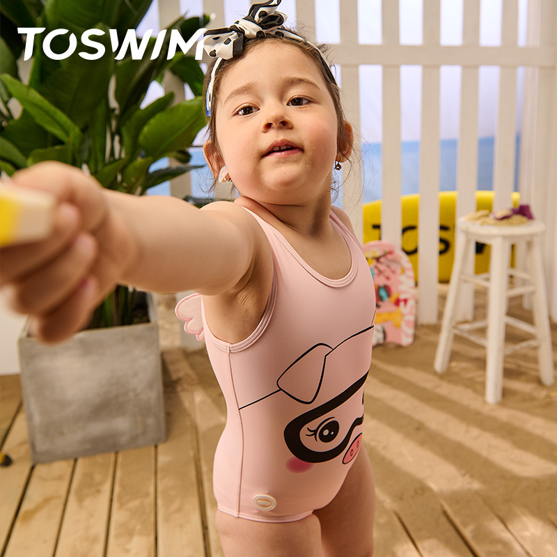 TOSWIM Kids Kids Swimsuit Girl Baby One-Piece Cute Swimsuit 2021 New