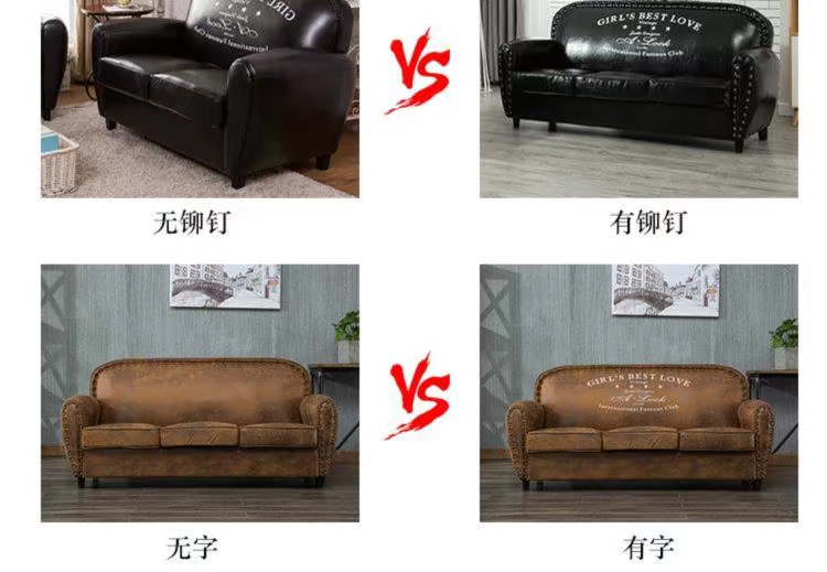 Mỹ retro văn phòng sofa da nghệ thuật bàn và ghế tay vịn ghế đơn ghế tựa lưng da ghế sofa thẻ ghế ghế đẩu màu nâu - Ghế sô pha