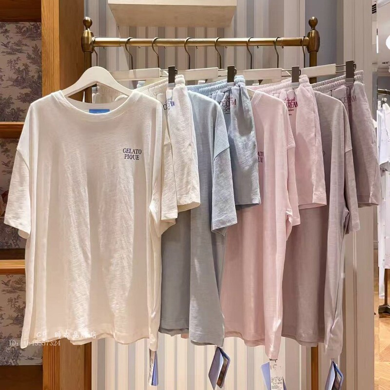 Summer Ice Cream Cone Simple Round Neck Loose Pajamas That Can Be Worn Outside Short-Sleeved Shorts Modal Home Wear Set Summer Ice Cream Cone Simple Round Neck Loose Pajamas That Can Be Worn Outside Short-Sleeved Shorts Modal Home Wear Set