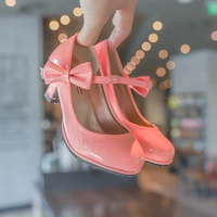 Детская красная обувь на высоком каблуке для кожаной обуви для принцессы, для подиума