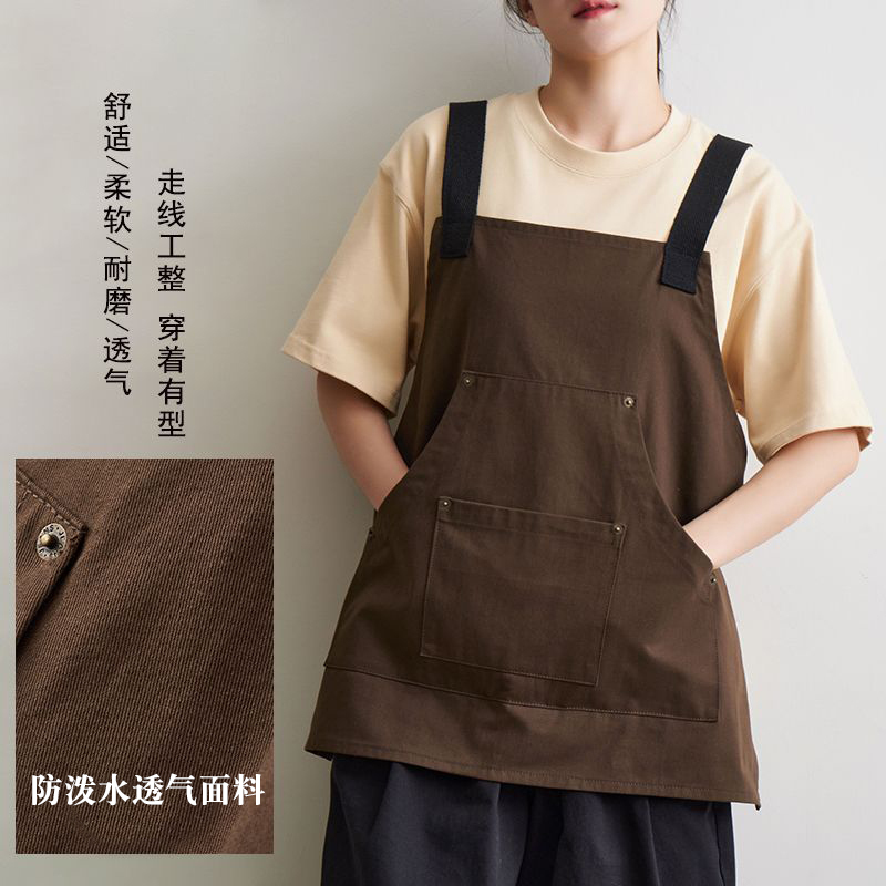 New Style Apron, Water-Repellent, for Catering, Kitchen, Milk Tea, Coffee, Art, Painting, Nail Salon, Beauty Shop, Work Clothes for Women, with Logo