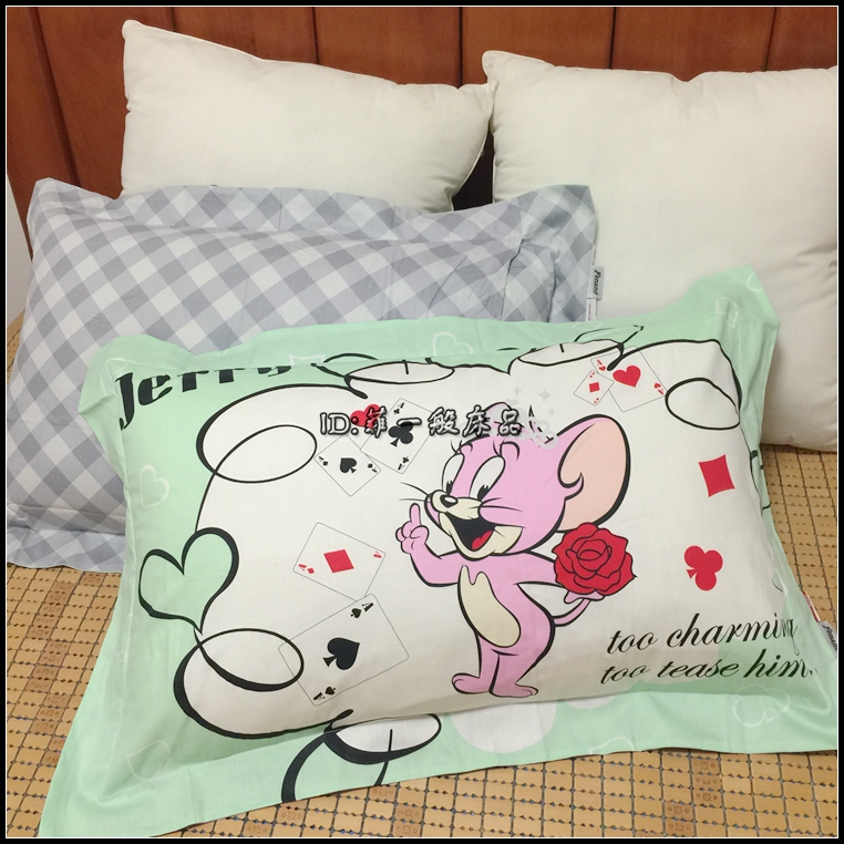Thêm tình yêu gối bông nguyên chất cặp gối bông chính hãng 48 * 74cm Vỏ gối đơn nhiều màu gối lông vũ