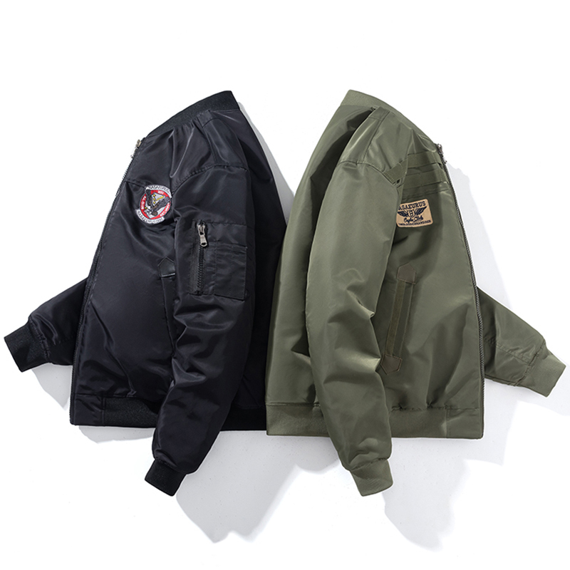 Baseball Uniform for Boys, Autumn and Winter Cotton-Padded Tops, Youth Student Bomber Jackets, Boys' Handsome Flight Suits