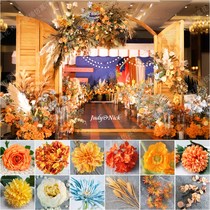 Orange wedding simulation flower fake flower wedding flower art hydrangea Dahlia Dahlia Camellia crab claws shooting props er er