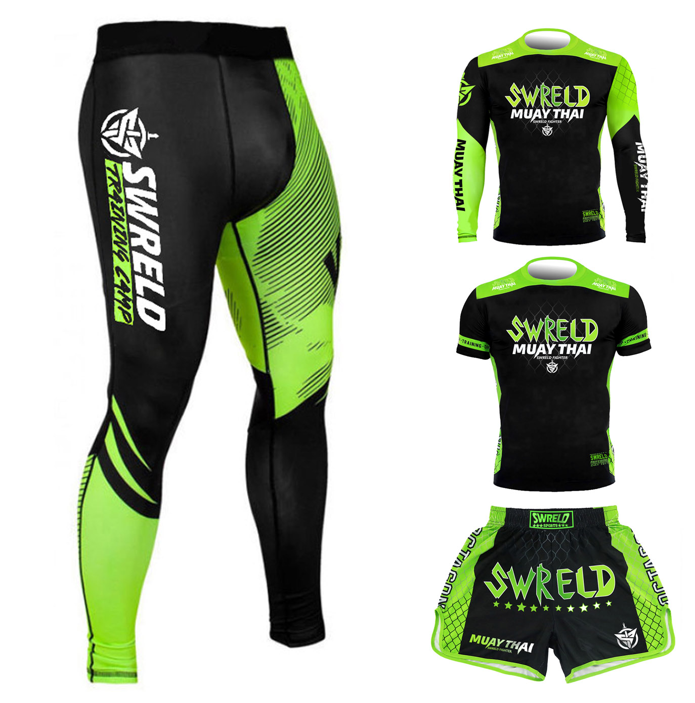 SWRELD Venom UFC Fighting Fighting Four Piece Men Fitness MMA Fight Shorts Training Dry Dry Dress Dress Dresser