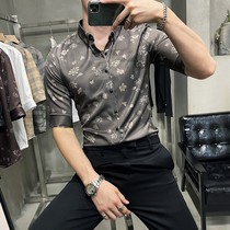 Advanced Sensation Shatters Trend Handsome in shirt 2021 Summer new Korean version Mens hair stylist 50% sleeves shirt