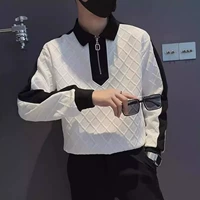 Демисезонная дизайнерская футболка polo с молнией, свитшот, базовый приятный телу лонгслив, на молнии