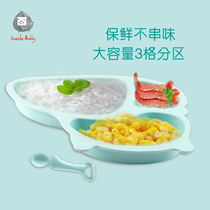 Children Dinner Plate Subdivided Cartoon Baby Cutlery Anti-Fall Accessories Bowl Home Breakfast Tray Baby Separated Dinner Plate Suit
