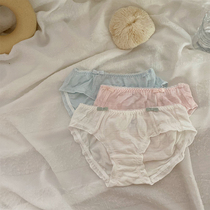 Summer cute cotton breifs Japanese bow low waist underwear sweet soft cute girl solid color bottoms