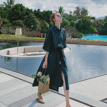 Maternity dress fashion hot mom temperament loose belly cover mid-length personality over-the-knee late pregnancy shirt skirt tide