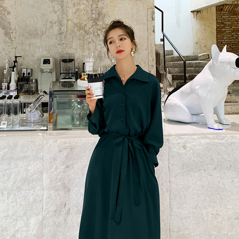 Gestational Woman Dress Style Long Dress 2020 Autumn-Style Boomer Mid-Late Pregnant Woman Skirt Han Version Loose Retro Shirt Skirt Long Sleeve