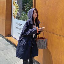 Pregnant women trench coat 2021 Spring and Autumn New Korean version of tide mother hooded coat small pregnant mother loose long coat