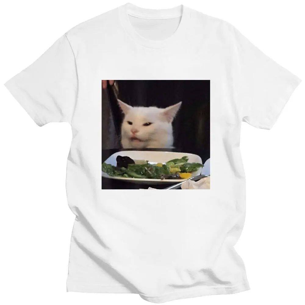 电竞t恤 dinner table cat meme t shirt funny internet yelling confuse 3