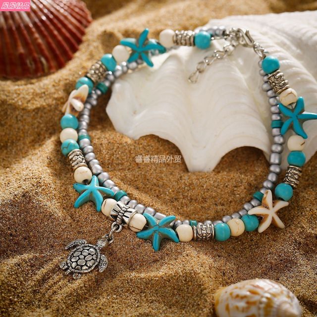 Bohemian HandmadeBeadsStarfishAnkletsBeachFootJewelry