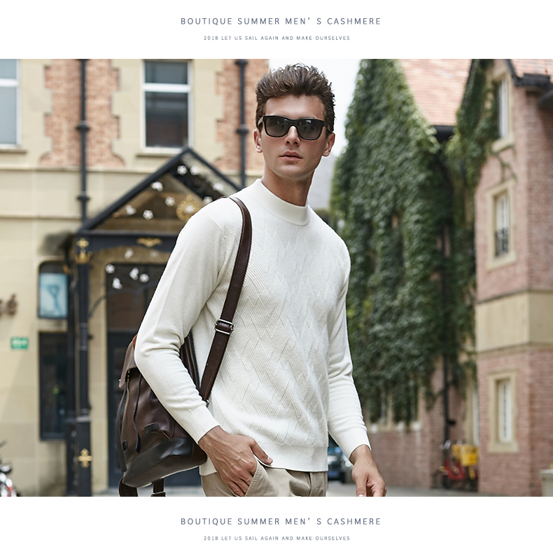 Kaiser / Caesar Giới trẻ Nam Áo thun cổ tròn tươi Áo len cashmere Cổ áo thấp - Áo len Cashmere sơ mi nam đẹp