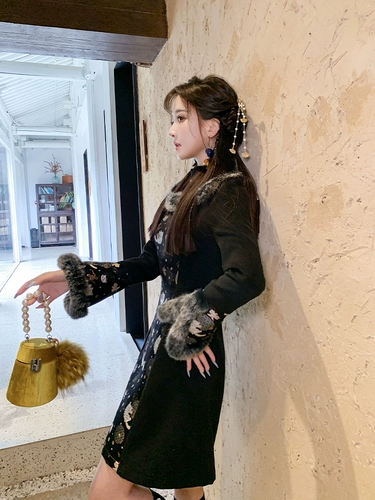 威丝璐 Оригинальные таби, цветной воротник, шерстяное ципао