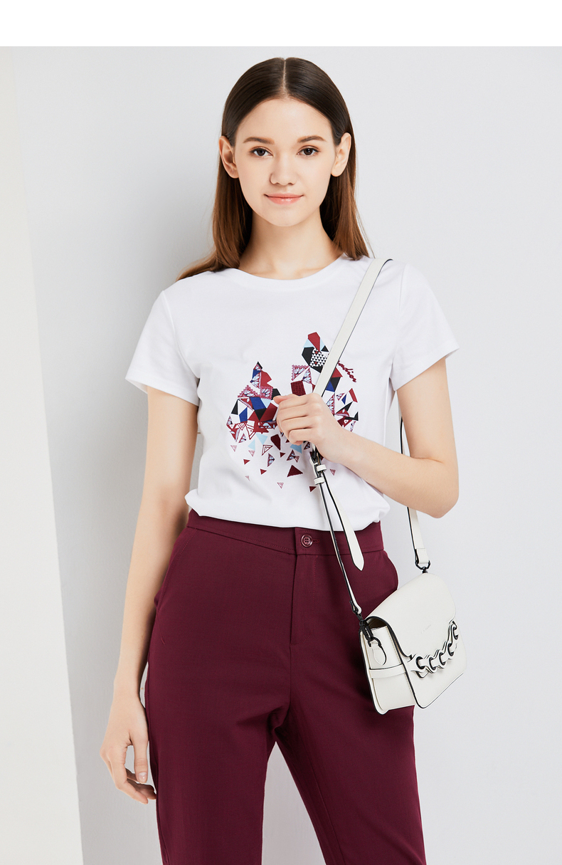 Koradior / Kor thương hiệu áo thun nữ mùa hè trắng tay ngắn phiên bản Hàn Quốc của áo sơ mi Slim - Áo phông áo thun nữ hàn quốc