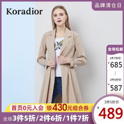 Koradior Liletil mặc một phiên bản Hàn Quốc của trang phục mùa xuân trong một áo gió dài hiển thị mỏng dài ngang lưng áo khoác thủy triều của phụ nữ