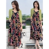 Летнее универсальное легкое и тонкое платье-комбинация, комплект, цветочный принт