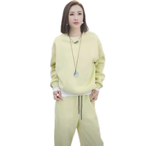 2024 autumn and winter womens velvet thickened new fashionable sweatshirts and trousers for casual wear a complete set of two pieces