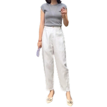 Tencel linen pants womens summer thin nine-point casual pants 2024 new hot style high-waisted ice silk harem pants