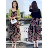 Летнее универсальное легкое и тонкое платье-комбинация, комплект, цветочный принт