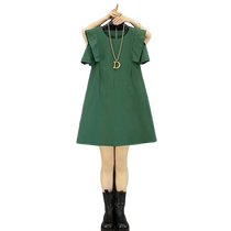 Fat mm fashionable solid color design slim skirt summer new large size high-end clean version short-sleeved dress for women