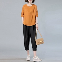 Апельсиновая одежда черные брюки костюм