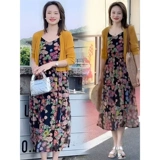 Летнее универсальное легкое и тонкое платье-комбинация, комплект, цветочный принт
