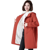 Parker womens velvet thickened jacket womens mid-length 2024 autumn and winter Korean version new hot style cotton coat and jacket