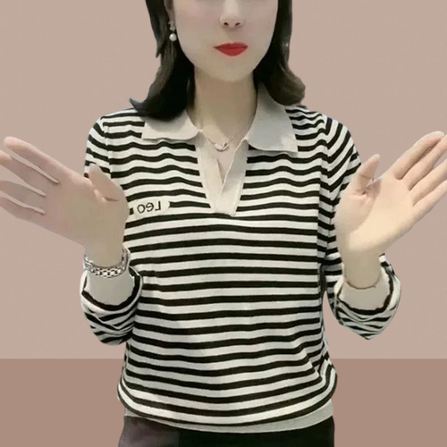 Осенний лонгслив для матери, футболка polo, в западном стиле