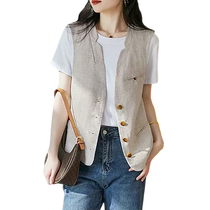 2024 new summer style slimming vest fashionable and simple sleeveless cardigan commuting casual versatile tops and jackets