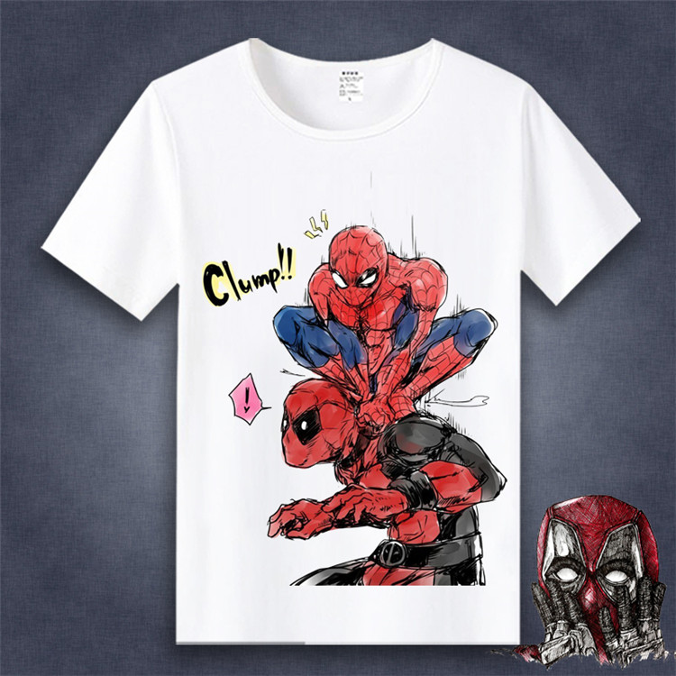 Marvel phim chết bồi bàn T-Shirt ngắn tay nam ngắn tay Deadpool anime xung quanh mùa hè phim hoạt hình quần áo sinh viên hình dán elsa