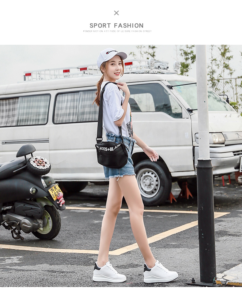 Quay lại để tăng giày nữ 2019 mùa xuân mới thoáng khí da mặt trắng Giày nữ Giày nữ thể thao giản dị nữ giày thể thao nữ 2021