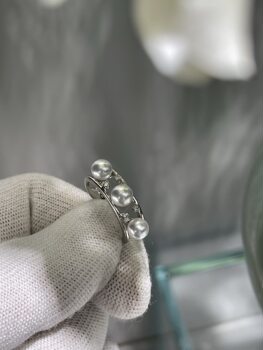 Japanese finished product tiannvguang 5 5.5mm seawater akoya ring 18k natural diamond inlaid