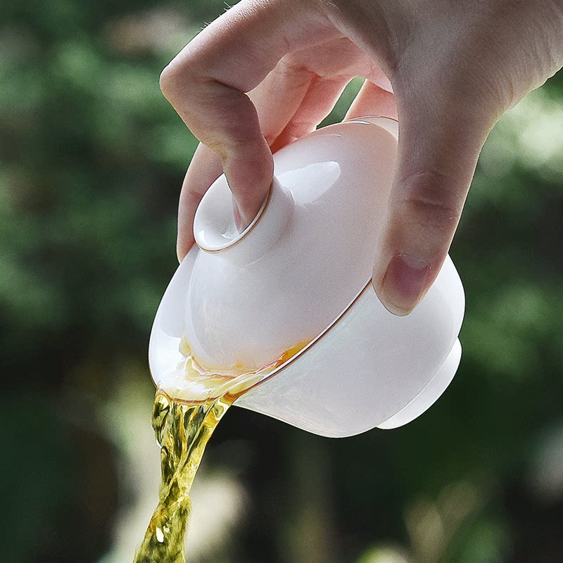 Deche sweet white porcelain three-tall cup cup single kung fu tea bowl manual thin fetal ceramic tea bowl household tea set